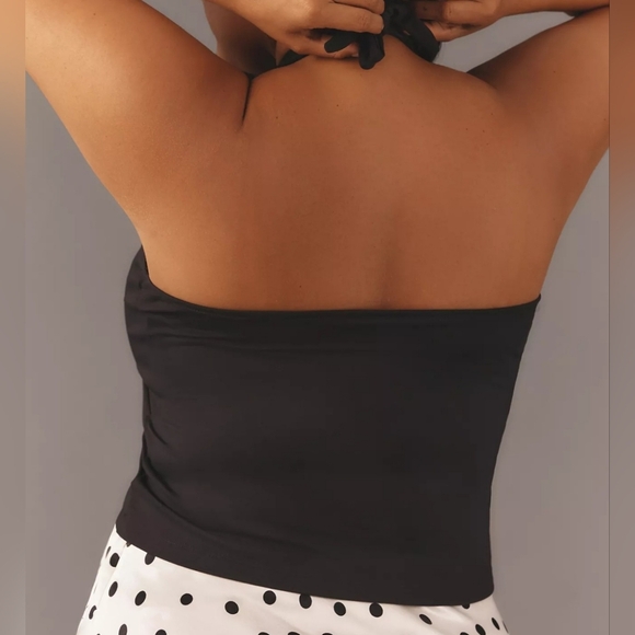 By Anthropologie Women's Tailored Tied Halter Top, LARGE, Ivory - Picture 3 of 9